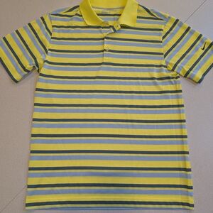 Nike Yellow and Gray Striped Polo Shirt